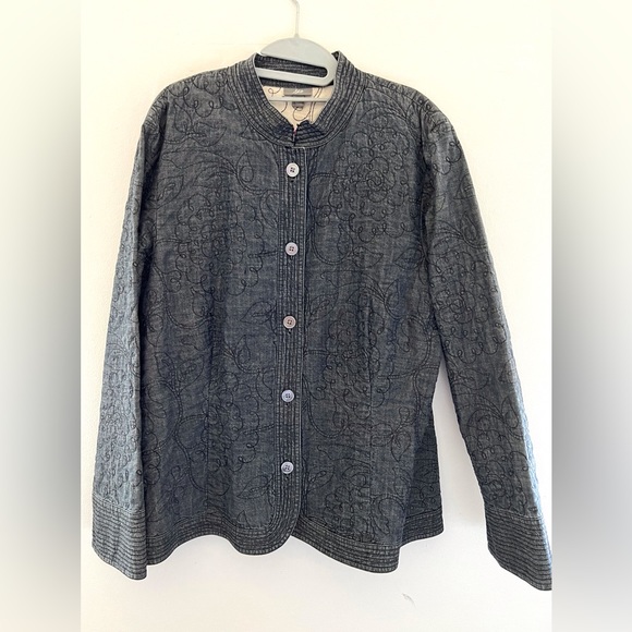 J.Jill Quilted Blue Chambray Jacket - Picture 10 of 10